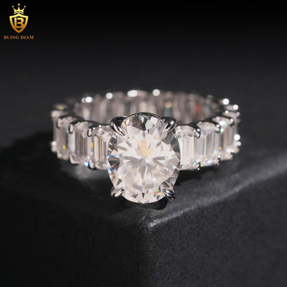 Emerald-cut moissanite ring
