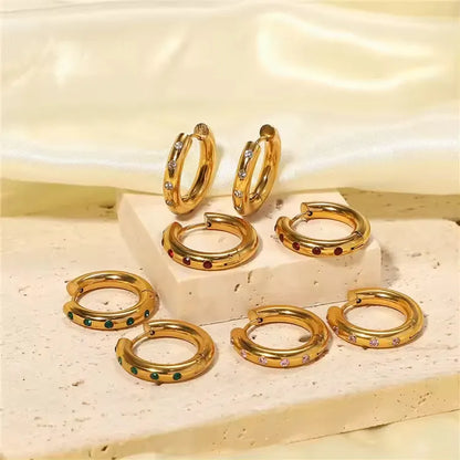 Colorful Zircon Hoop Huggie Earrings