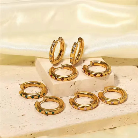 Colorful Zircon Hoop Huggie Earrings