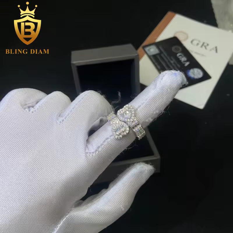 Heart-design iced-out ring