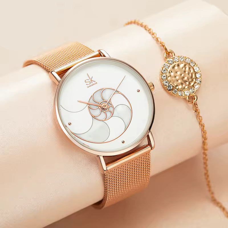 Rose Gold Seashell Watch