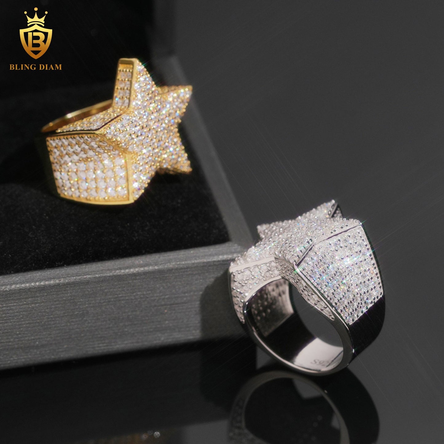 Star-design Cuban ring