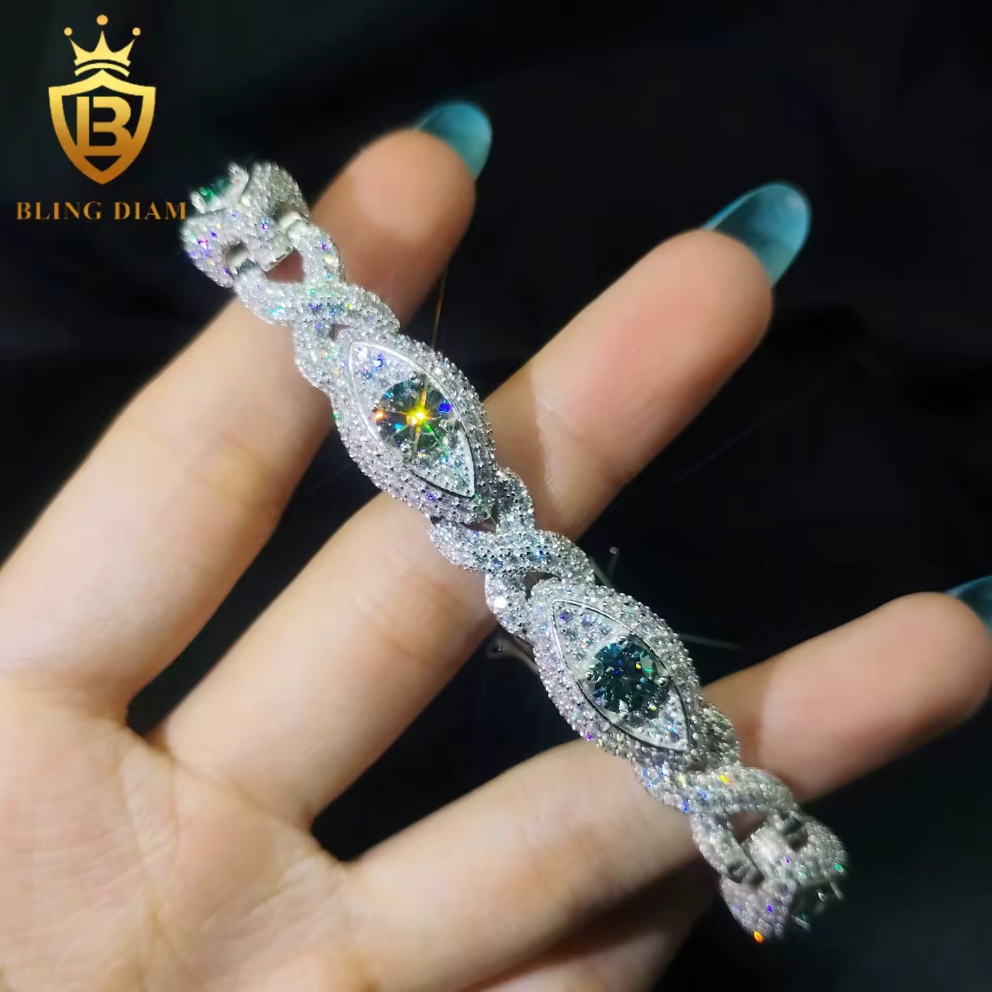 Evil Eye Infinity Moissanite Cuban Bracelet