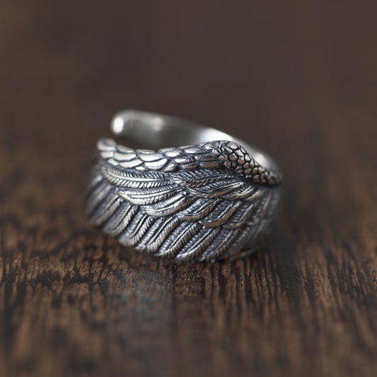 Rock wings Feather Adjustable ring