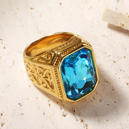 Square Band Shiny Gemstone rings