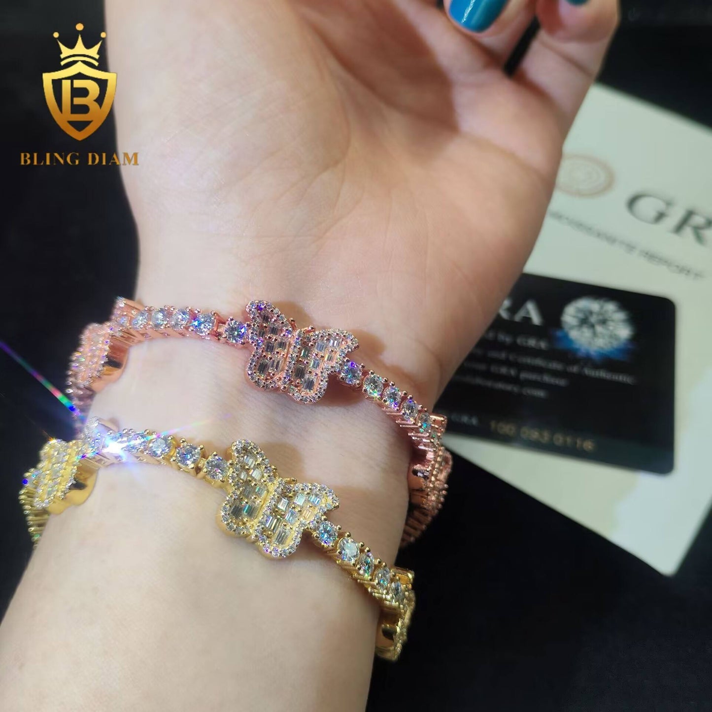 Plated Butterfly Moissanite Tennis Bracelet