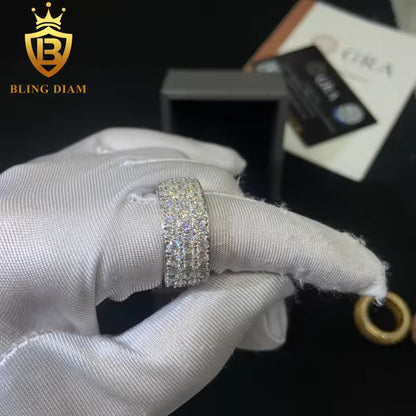 Iced-out men’s moissanite ring