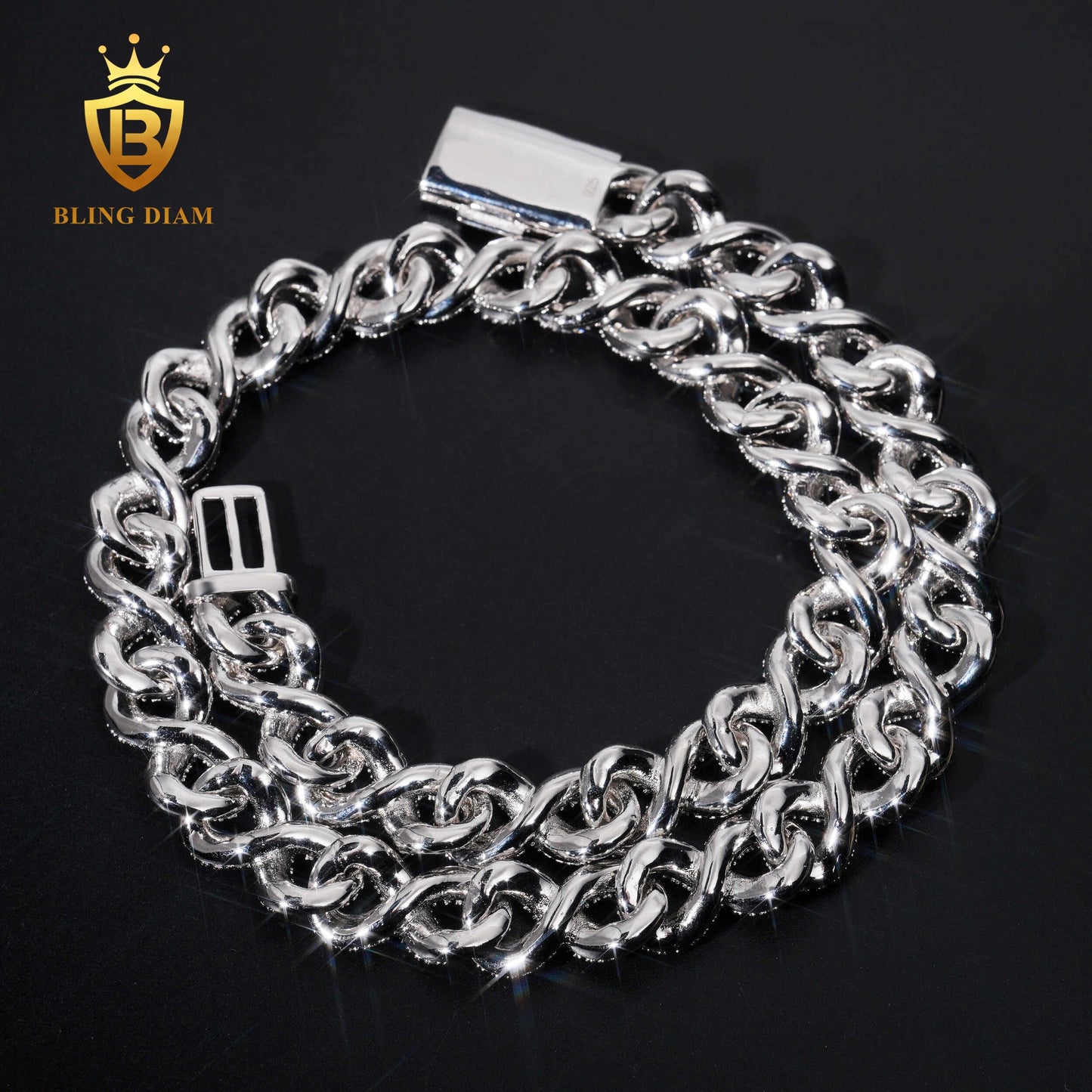 8MM VVS Moissanite sterling silver Cuban chain