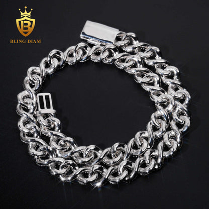 8MM VVS Moissanite sterling silver Cuban chain
