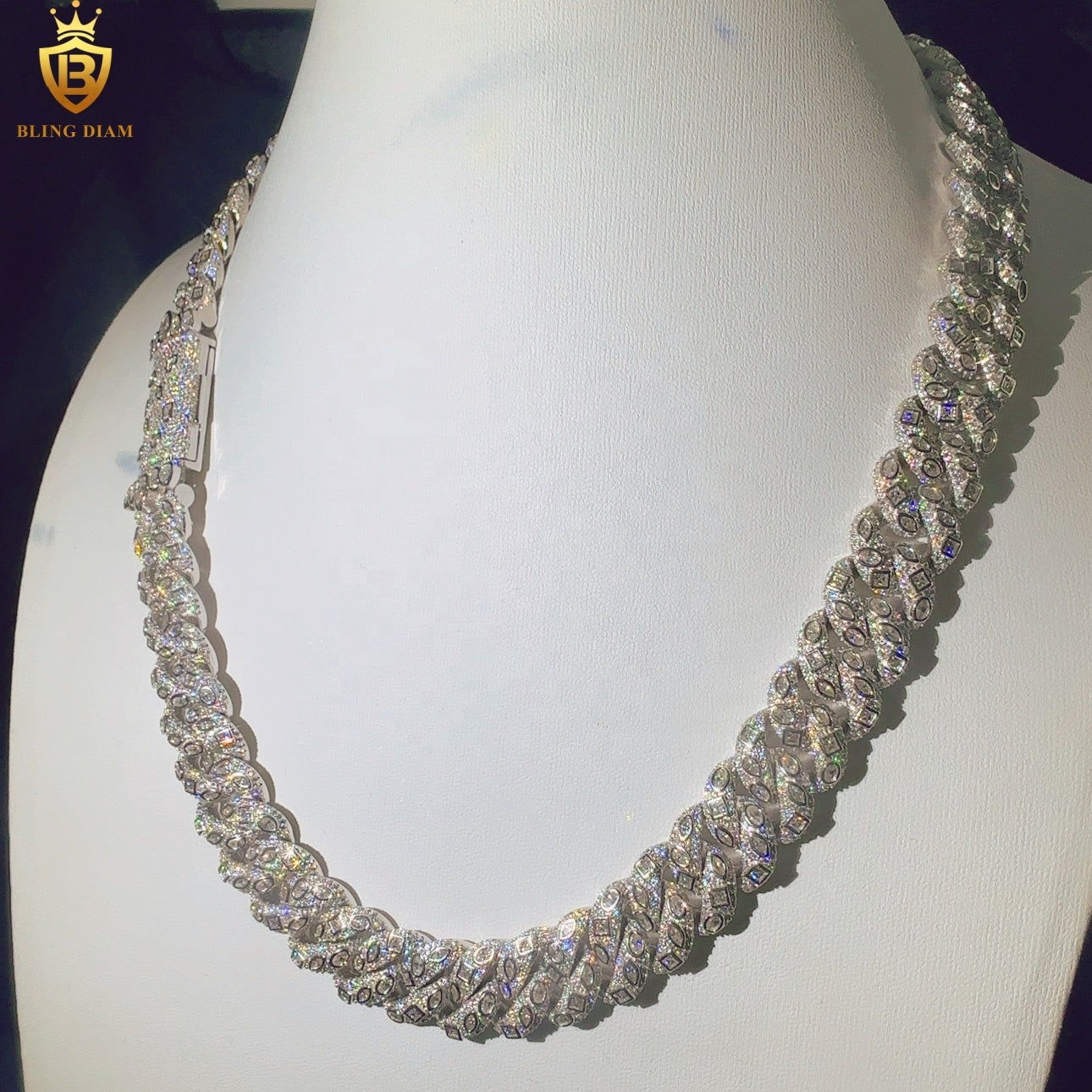 Miossanite 15mm Fashion Miami Cuban Link Chain