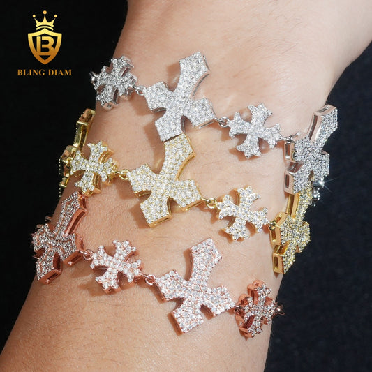 Iced Cross Moissanite Bracelet