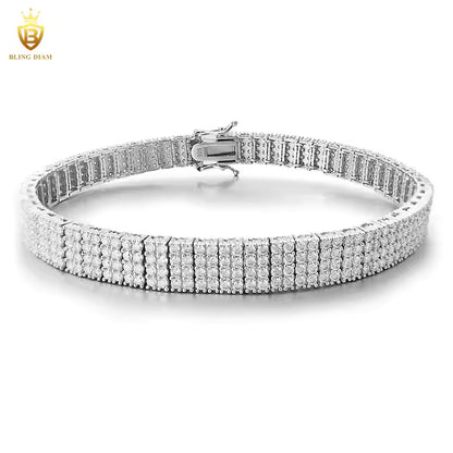 Quad Row Tennis Bracelet | 8mm VVS Moissanite | 925 Sterling Silver