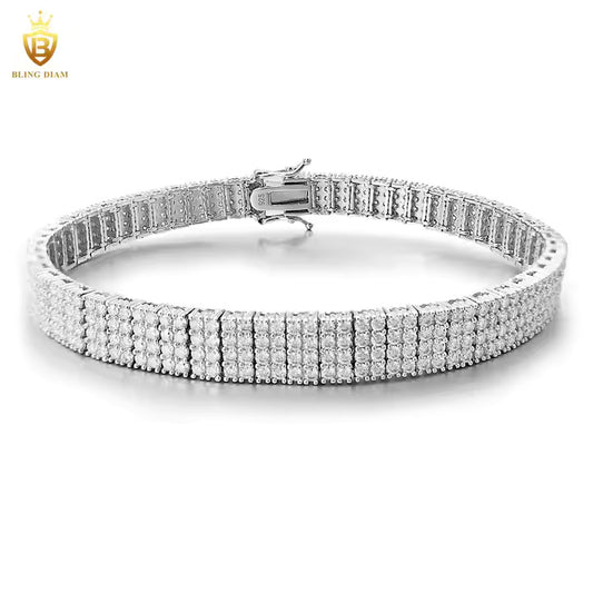 Quad Row Tennis Bracelet | 8mm VVS Moissanite | 925 Sterling Silver