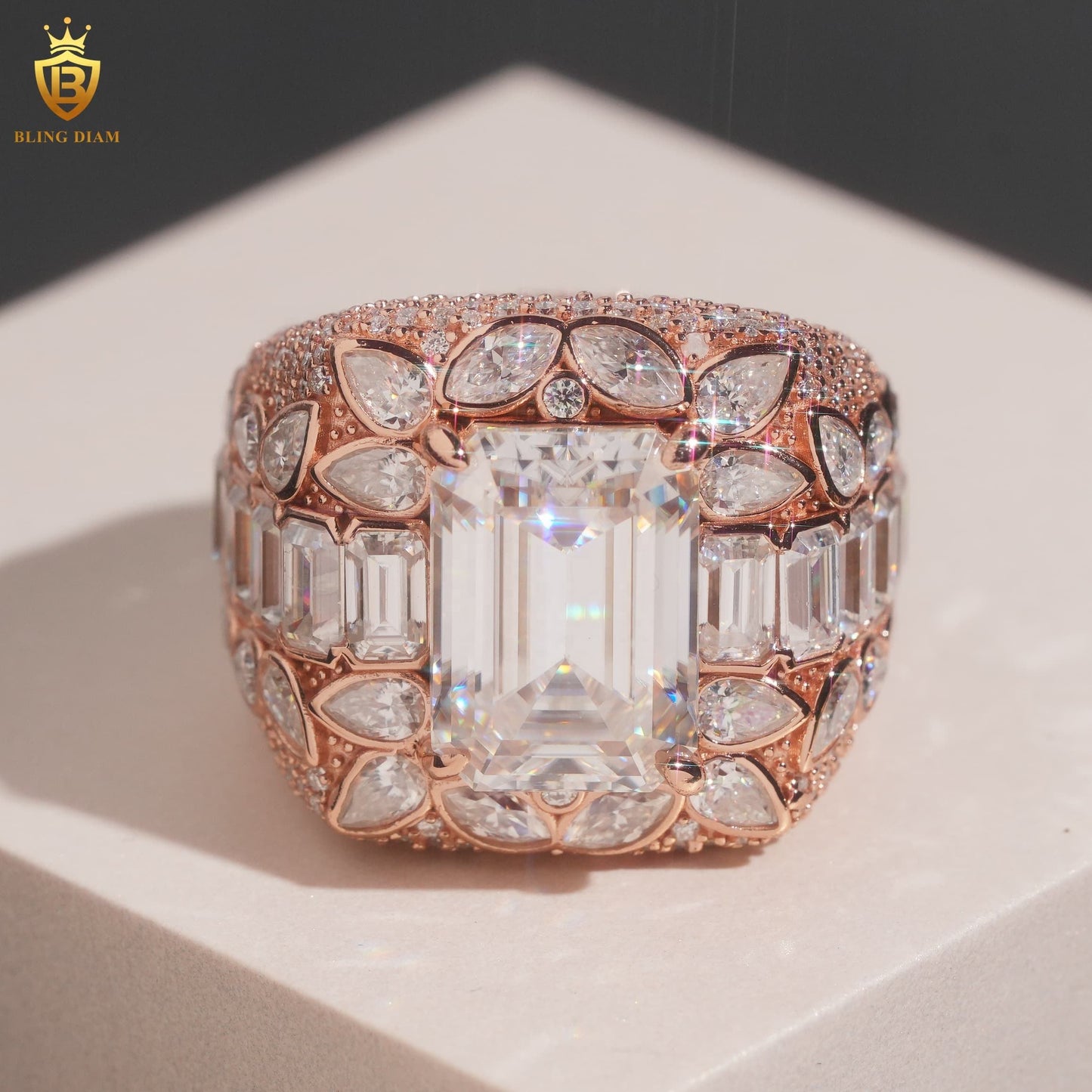 Buss down iced-out ring