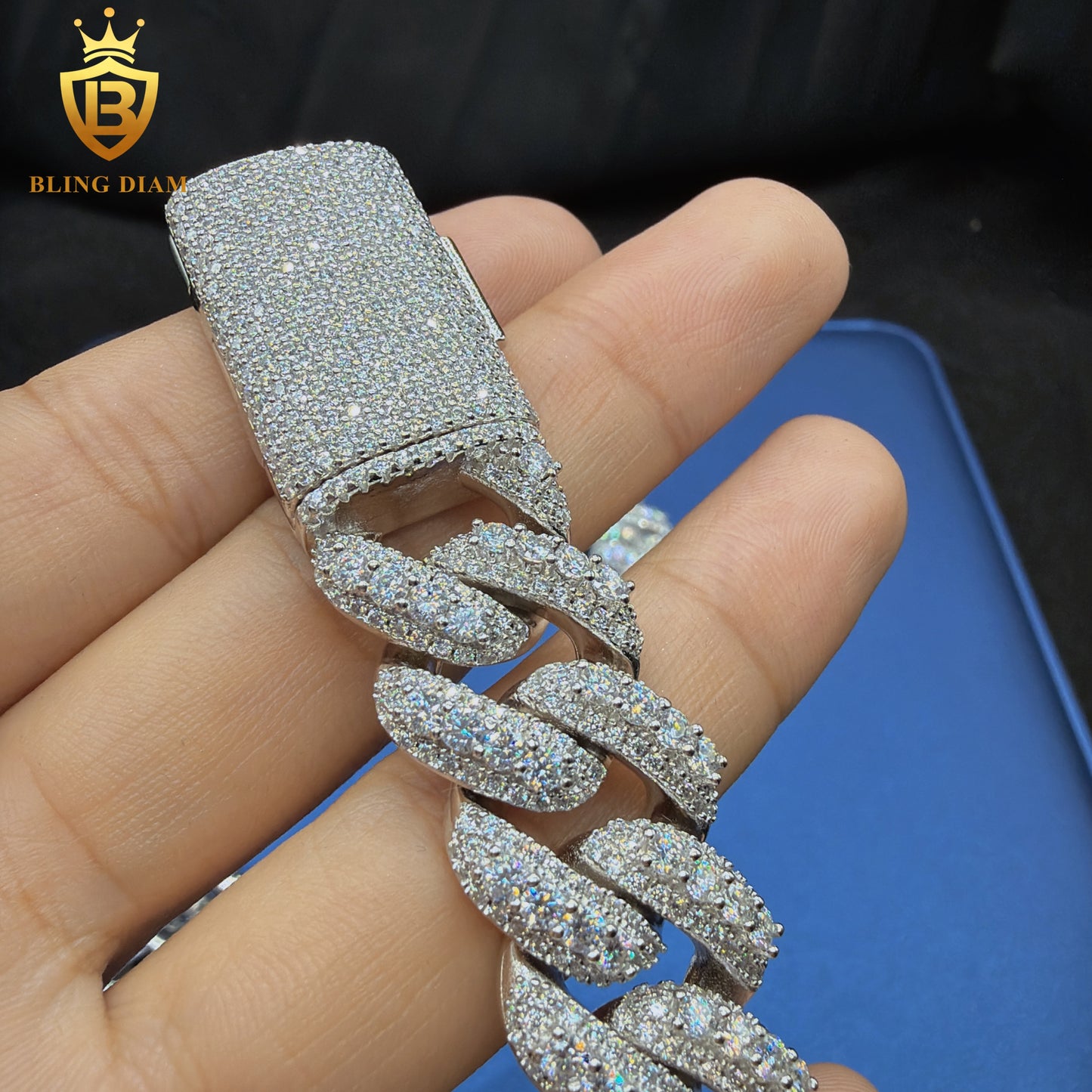 Sterling Silver 16mm Moissanite Chain