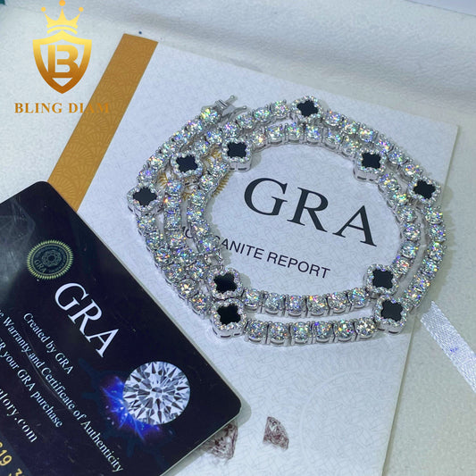 5mm Four-leaf Clover 925 Silver Moissanite Diamond Tennis chain