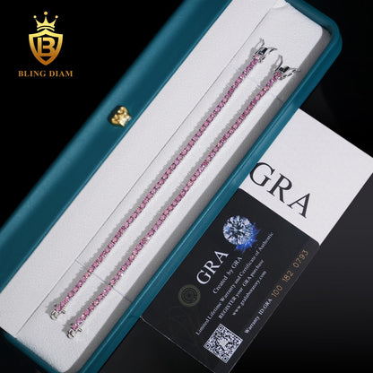 Purple Moissanite Sterling silver Tennis Chain