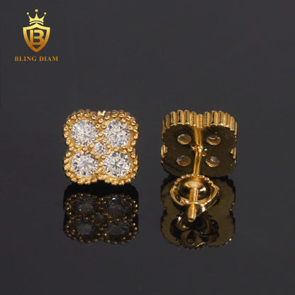 Four-Leaf Clover Moissanite Stud Earrings