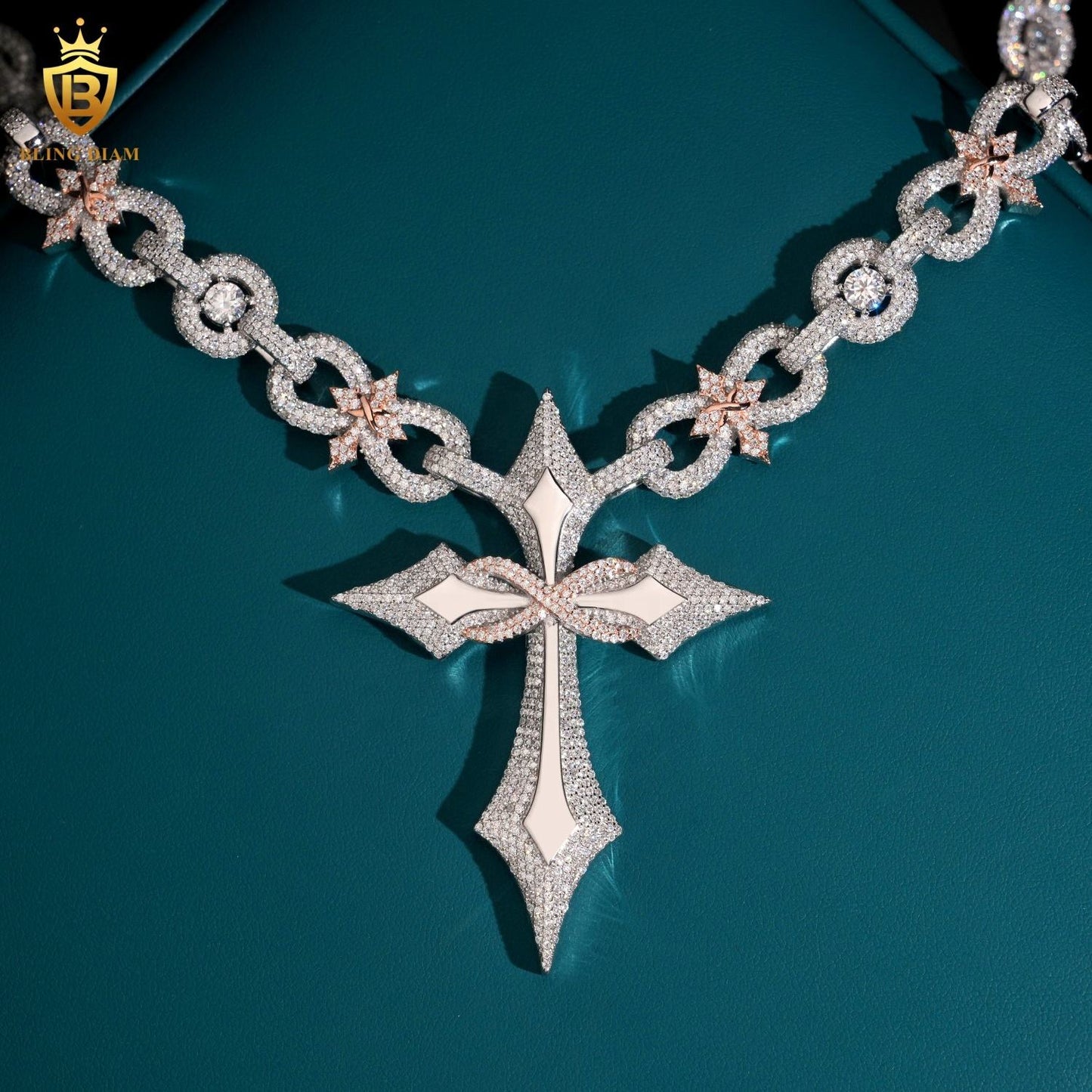 12MM Sterling Silver 925 VVS Moissanite Chain