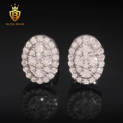 Oval Iced-Out Moissanite Stud Earrings