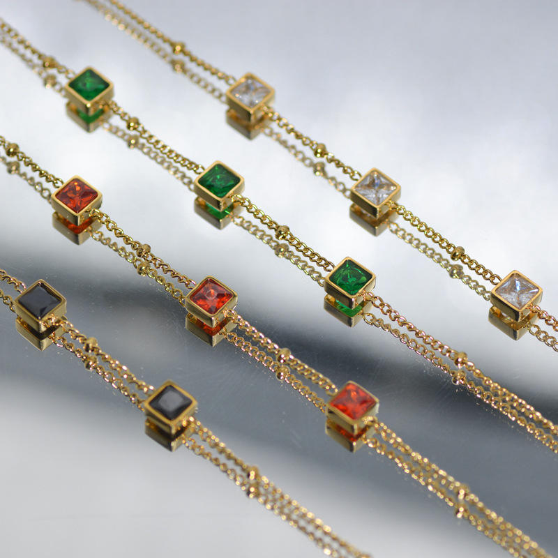 Square Colorful Zircon Bracelet