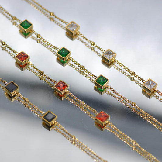 Square Colorful Zircon Bracelet