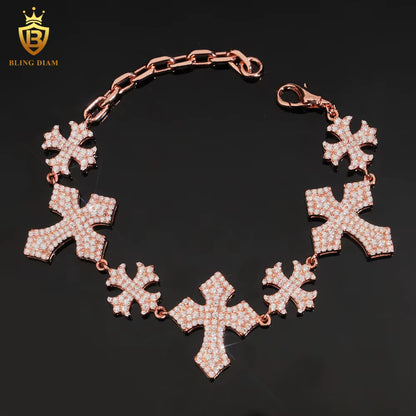 Iced Cross Moissanite Bracelet