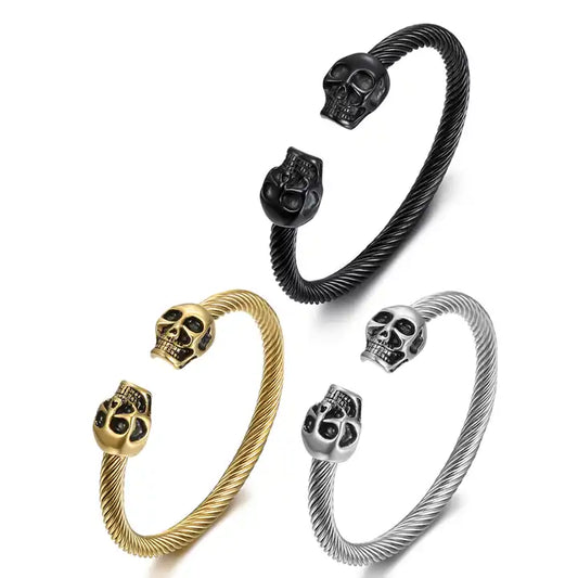 skull twist cable cuff bracelets
