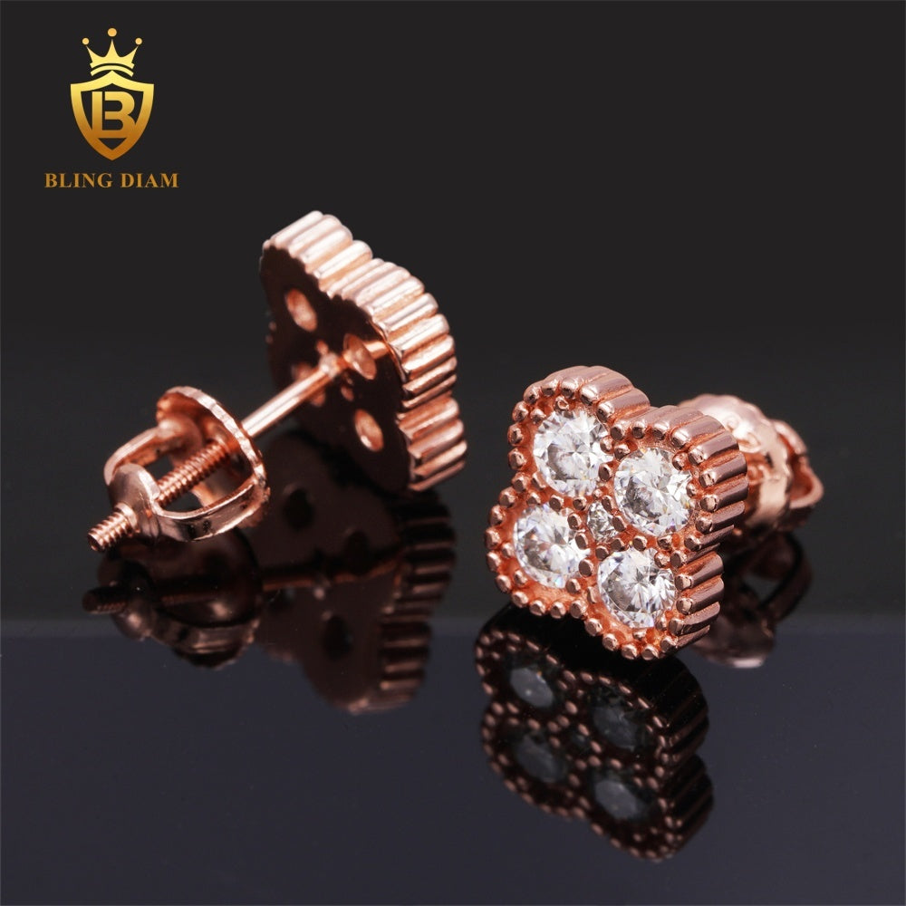 Four-Leaf Clover Moissanite Stud Earrings