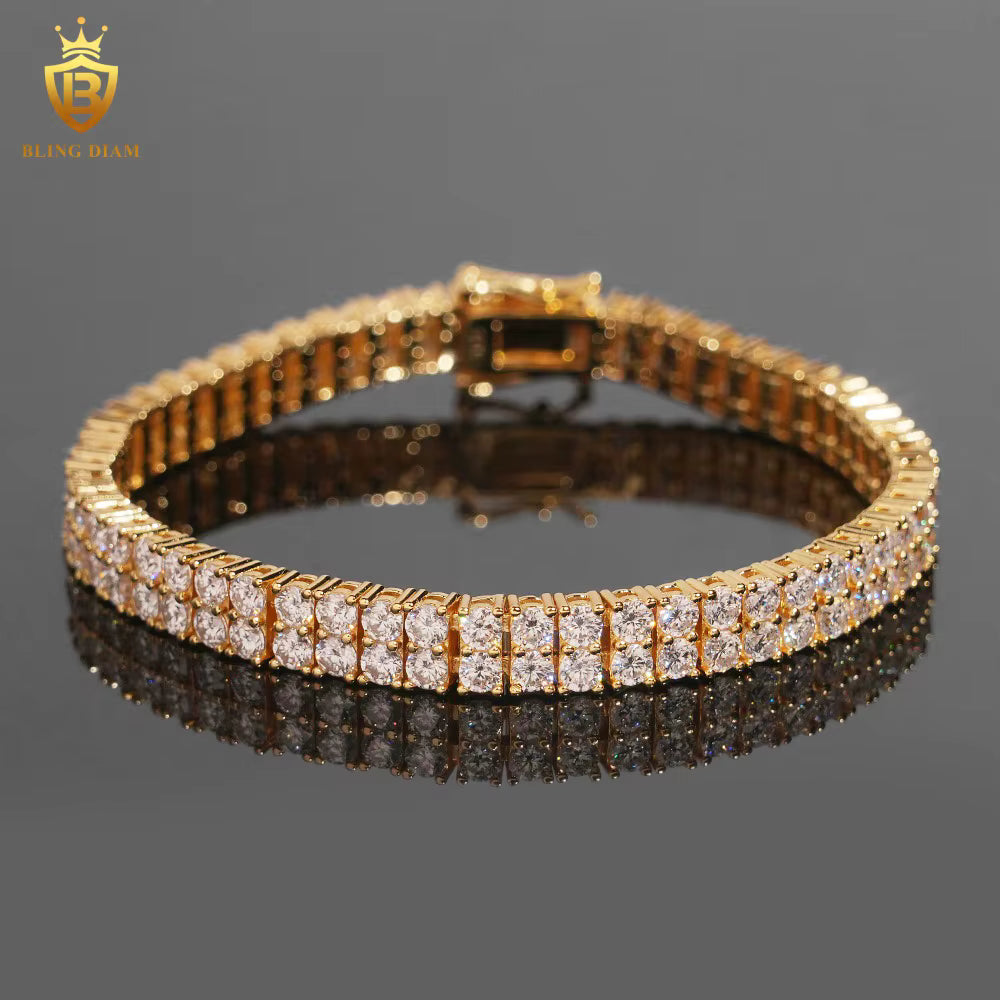 2 Row Iced Out Moissanite Tennis Bracelet