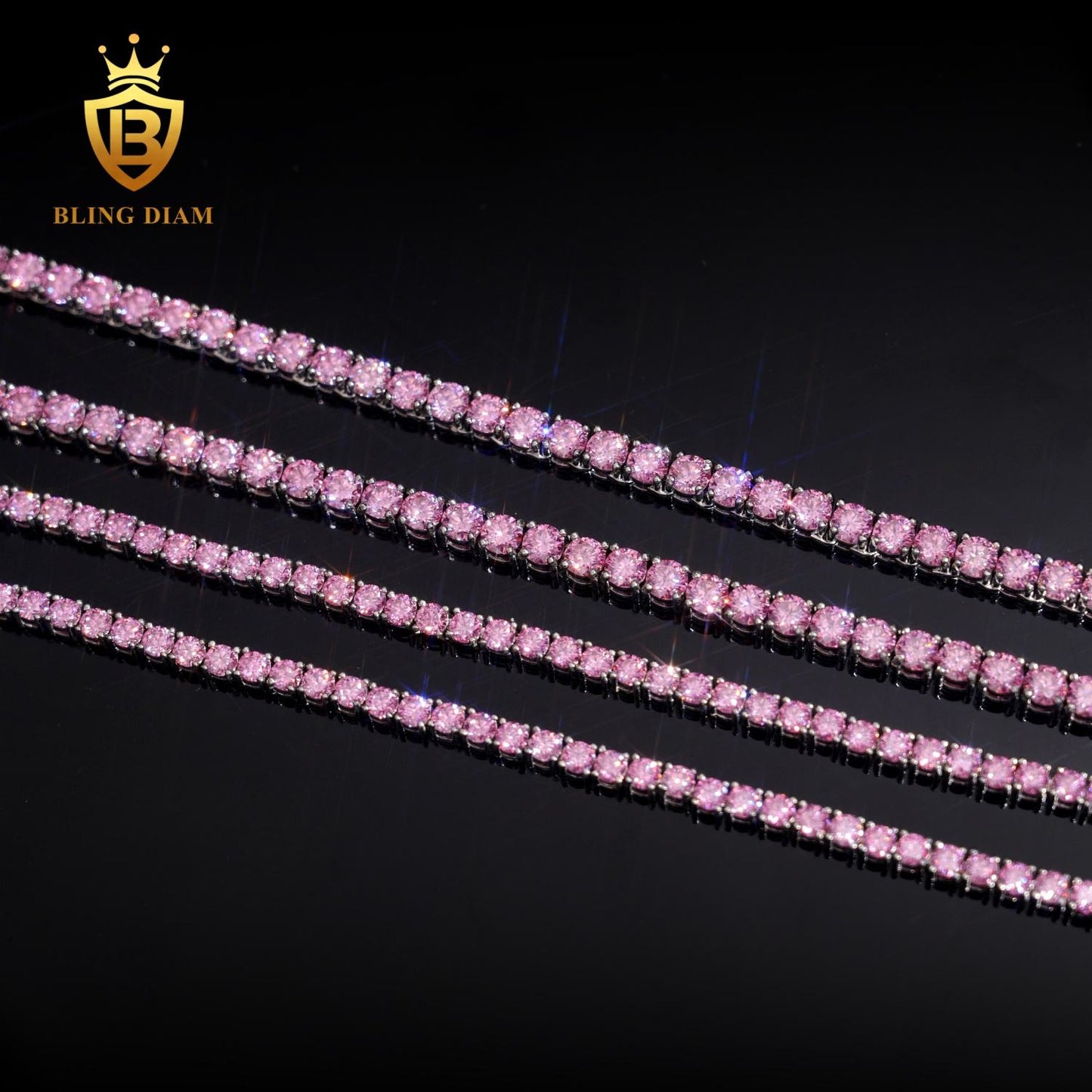 Purple Moissanite Sterling silver Tennis Chain