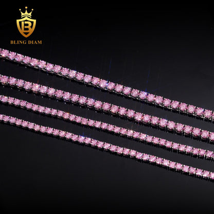 Purple Moissanite Sterling silver Tennis Chain