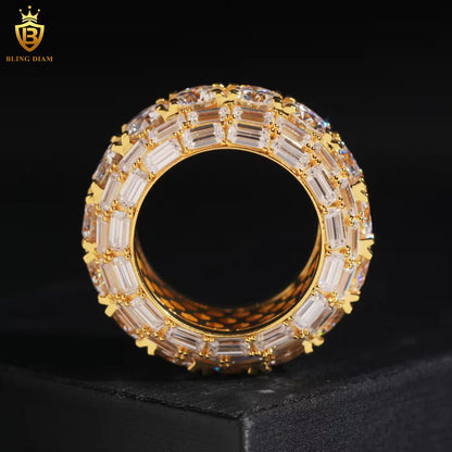 Baguette-cut iced-out men’s ring