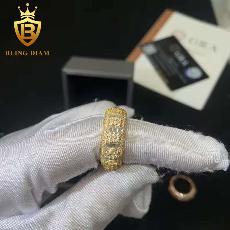 Iced-out moissanite ring