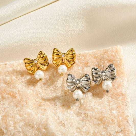 Bow Knot Pearl earrings