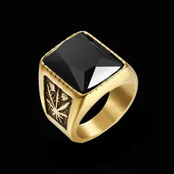 Hiphop weed stone ring