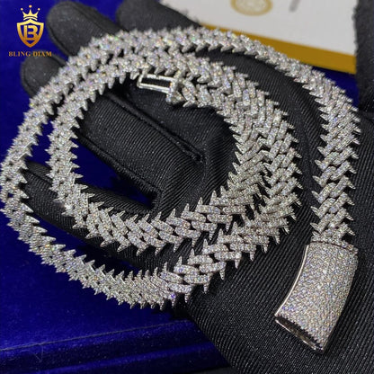 925 Silver Moissanite Cuban Link 10mm Chain