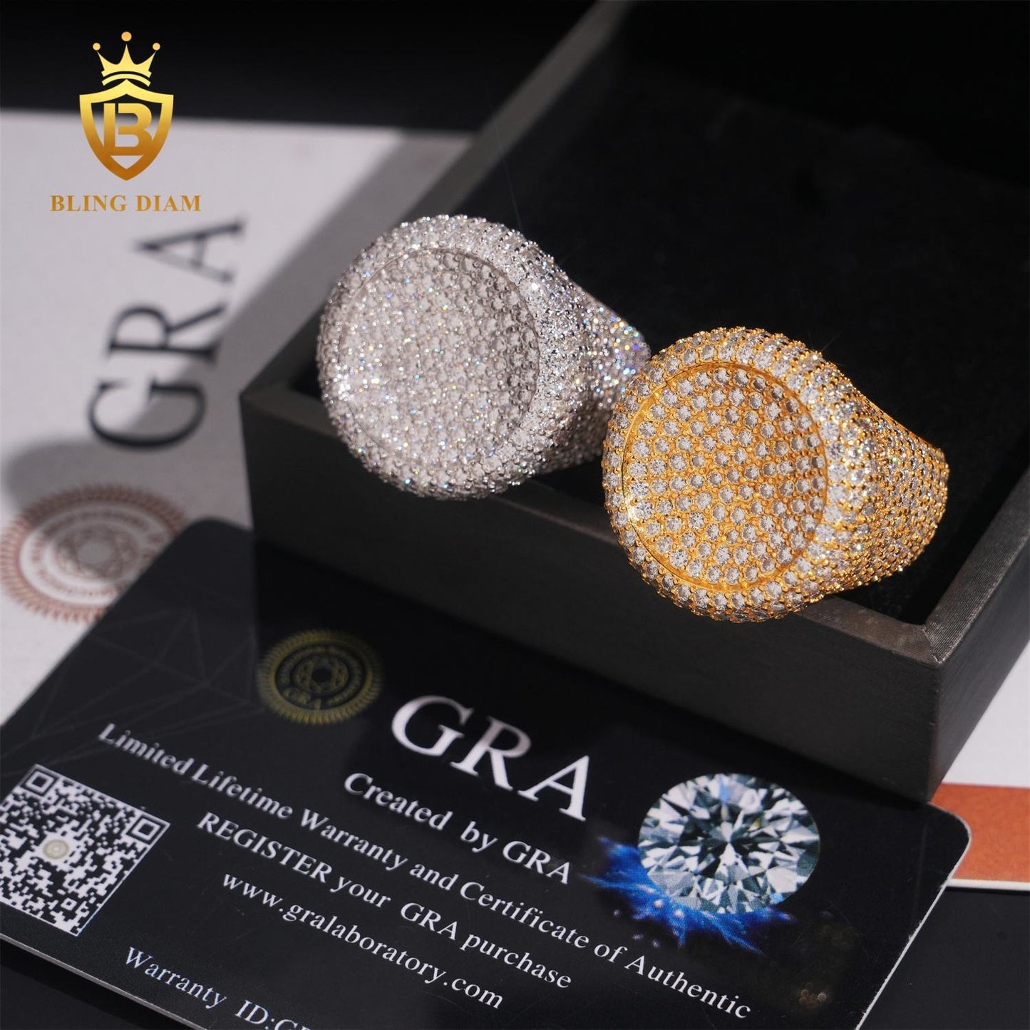 Plated Iced Out Moissanite Ring