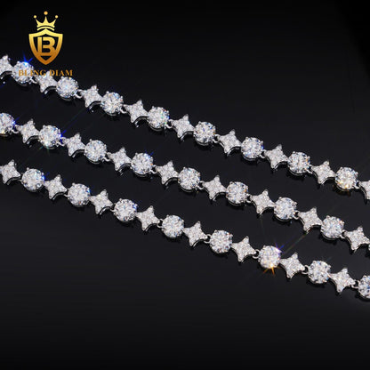 8mm Star Shape 925 Silver moissanite tennis chain
