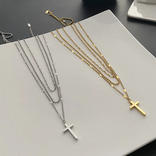 Layered Cross Necklace