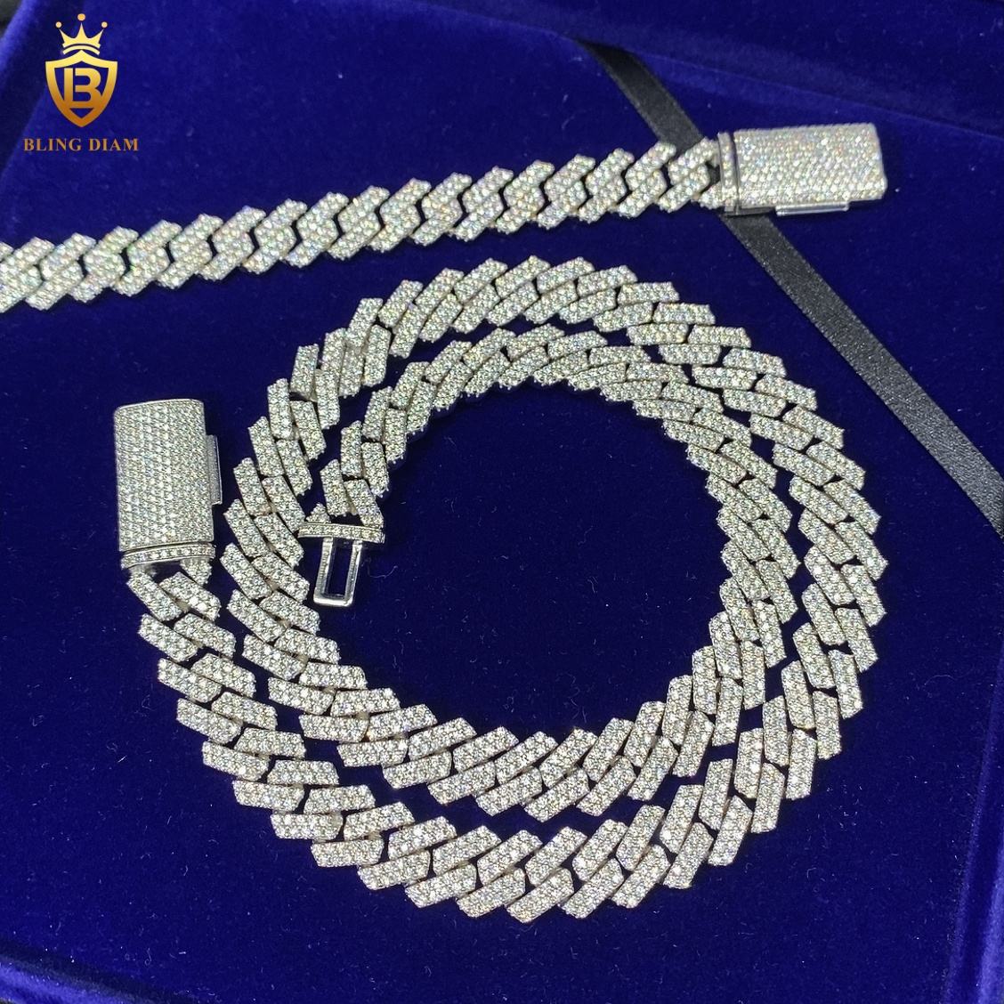 13mm 925 Silver Cuban 2 Rows Chain