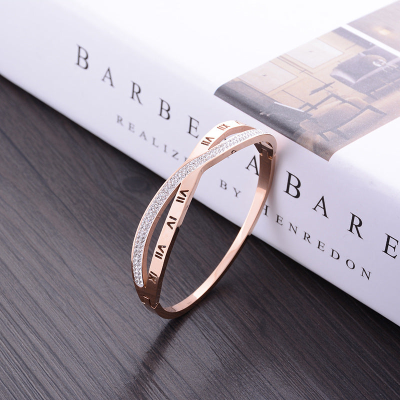 Rhinestone X Bangle Bracelet