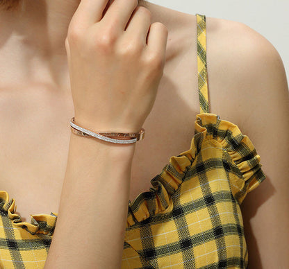 Rhinestone X Bangle Bracelet