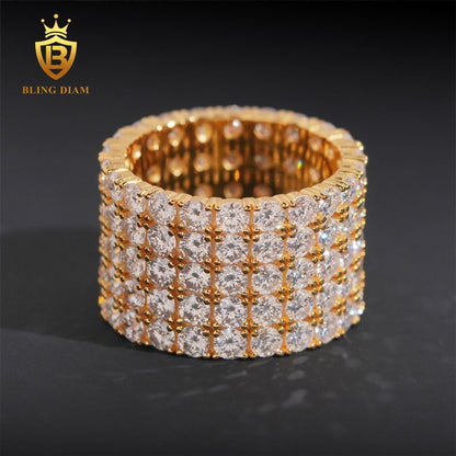 5 Row Iced Out Moissanite Ring