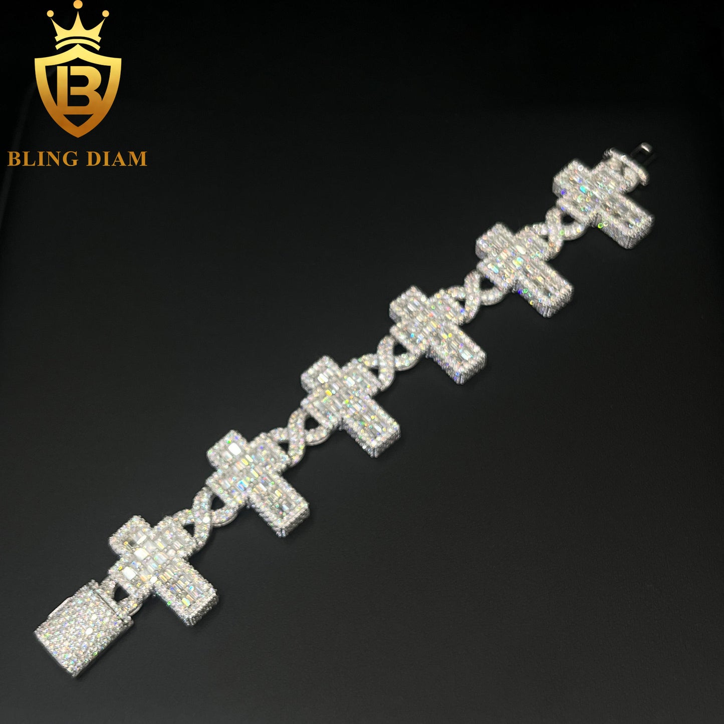 Cross Cuban Link Moissanite Bracelet