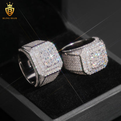 Iced-out moissanite ring
