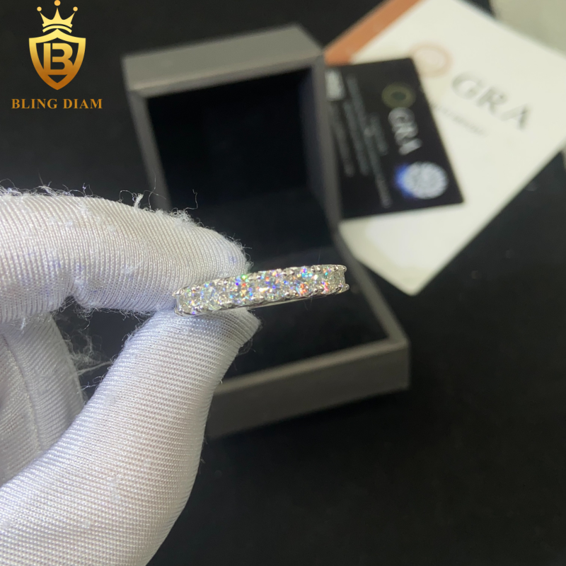 Iced-out moissanite ring