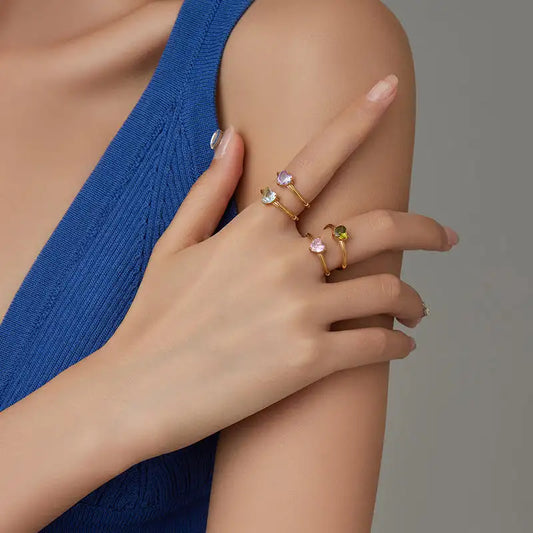 Love Heart Shaped Zircon Ring