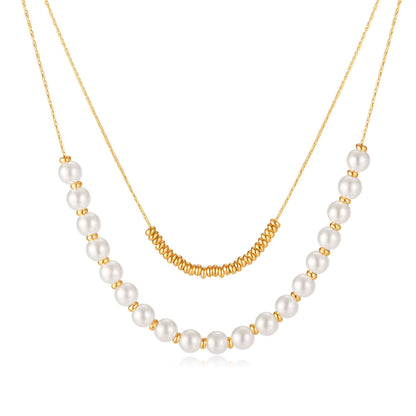 Layered Pearl Bead Necklace