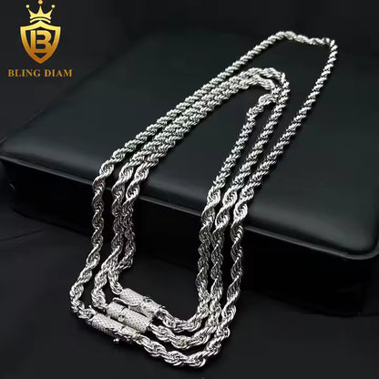 Moissanite Rope Chain | 6mm VVS | Sterling Silver